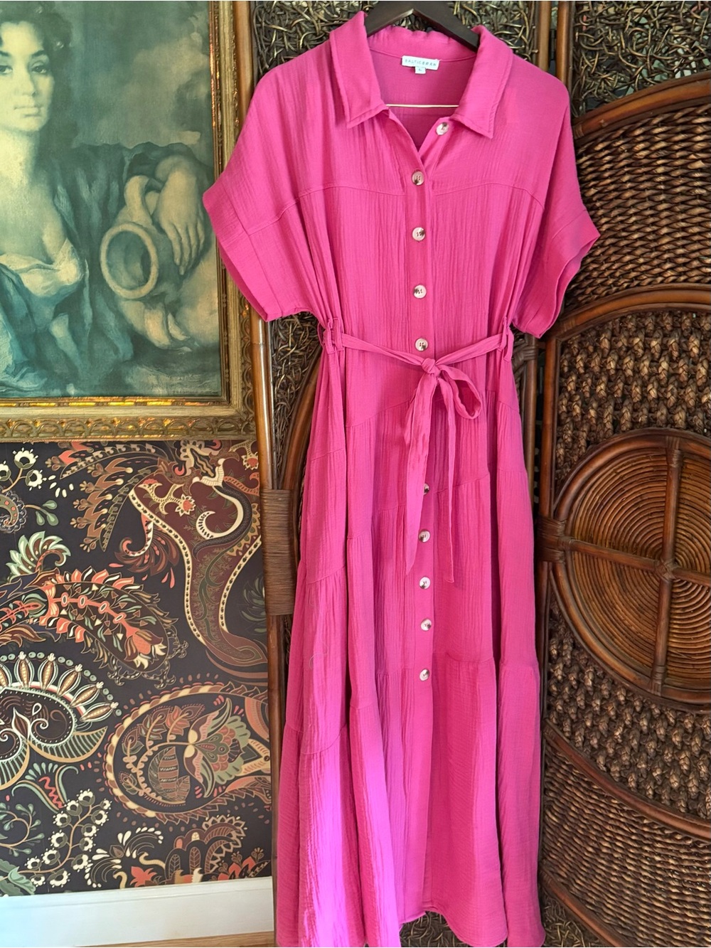 Baltic Born Pink Button Front Vacation Dress Size L Sold Out